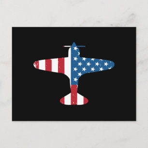 Vliegtuig Vliegtuig USA Vlag Veteraan Piloot Cadea Feestdagenkaart