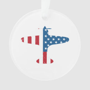 Vliegtuig Vliegtuig USA Vlag Veteraan Piloot Cadea Ornament