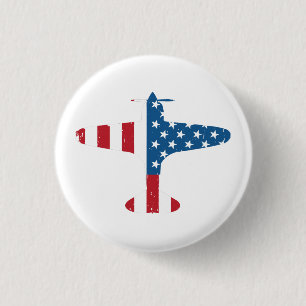 Vliegtuig Vliegtuig USA Vlag Veteraan Piloot Cadea Ronde Button 3,2 Cm