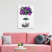 Vliegtuig voor de vlinder 2 Paars en groen Canvas Afdruk (Insitu (Woonkamer))