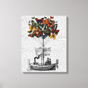 Vliegtuig voor de vlinder canvas afdruk