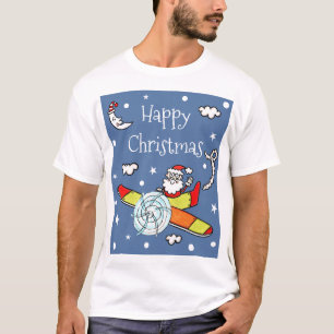 Vliegtuig voor kerstkerstkerstmis met een persoonl t-shirt