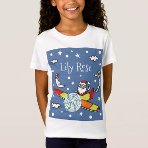 Vliegtuig voor kerstkerstkerstmis met een persoonl t-shirt