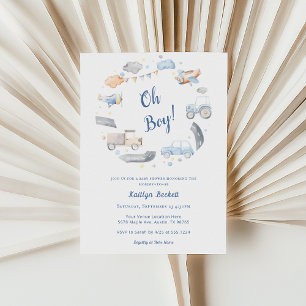 Vliegtuig Vrachtwagen Auto Tractor Boy Baby shower Kaart