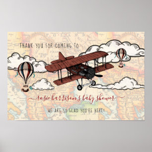 vliegtuig Welkom bij Baby shower reizen Poster