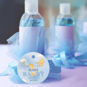 Vliegtuig,Wolken & Sterren, Blauw, Baby Jongen,Lie Bedankjes Labels