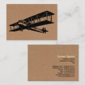  Vliegtuig - Zwart op kartonnen tekst Visitekaartje (Voorkant / Achterkant)