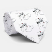  vliegtuig | Zwarte en witte tekening Stropdas (Opgerold)