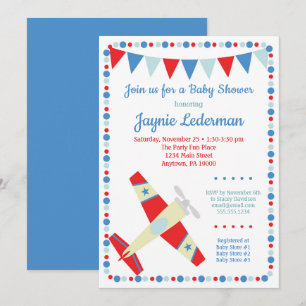 Vliegtuigaanroepingjongen Baby Baby shower Kaart