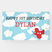 Vliegtuigachtergrond / banner (blauw en rood) (Horizontaal)