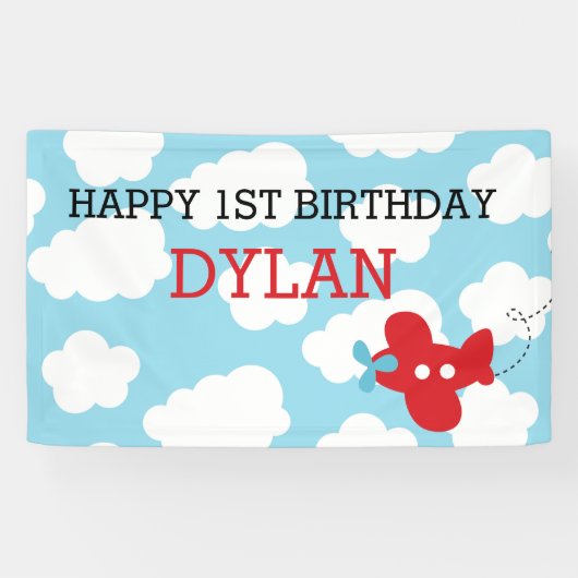 Vliegtuigachtergrond / banner (blauw en rood) (Horizontaal)