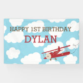 vliegtuigachtergrond/banner (blauw & rood) spandoek (Horizontaal)