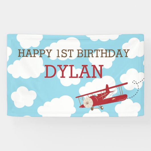 vliegtuigachtergrond/banner (blauw & rood) spandoek (Horizontaal)