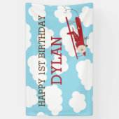 vliegtuigachtergrond/banner (blauw & rood) spandoek (Verticaal)