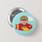 vliegtuigavontuur van de luipende vliegtuigjongen  ronde button 5,7 cm (Voorkant /achterkant)