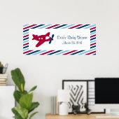  vliegtuigbanner Baby shower Poster (Thuiskantoor)