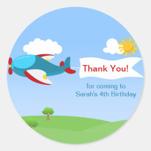 Vliegtuigbanner Boy Birthday Party Stickers