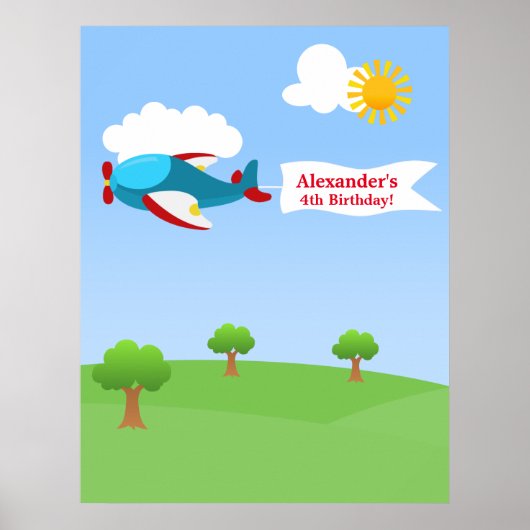 Vliegtuigbanner Boy Birthday Poster (Voorkant)