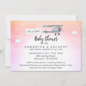** Vliegtuigbanner  Clouds Baby Girl Shower Kaart (Achterkant)
