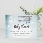 *~* Vliegtuigbanner Vintagewolken Jongens Baby Sho Kaart (Staand voorkant)