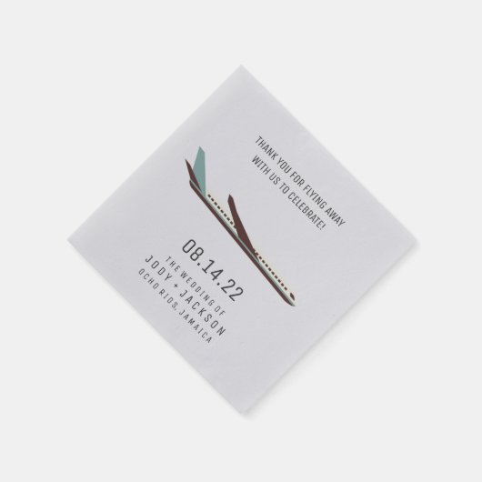 Vliegtuigbestemming bruiloft servetten (Hoek)