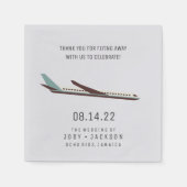 Vliegtuigbestemming bruiloft servetten (Voorkant)