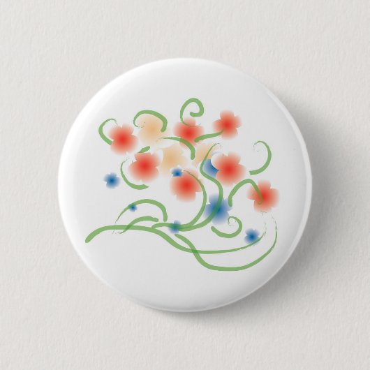 Vliegtuigborstel- en schilderstijlbloemen ronde button 5,7 cm (Voorkant)