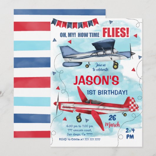 Vliegtuigdaguitnodiging Kaart (Voorkant / Achterkant)