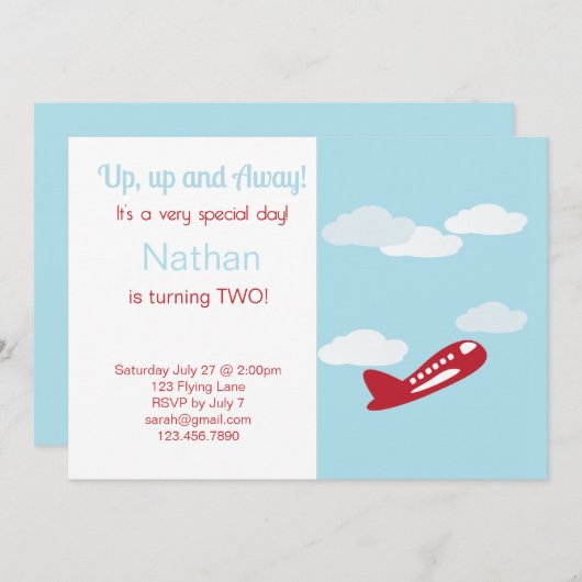 Vliegtuigdaguitnodiging Kaart (Voorkant / Achterkant)