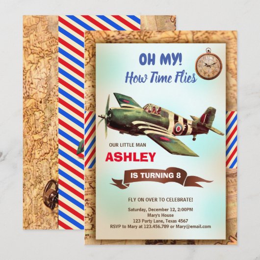 Vliegtuigdaguitnodiging Kaart (Voorkant / Achterkant)