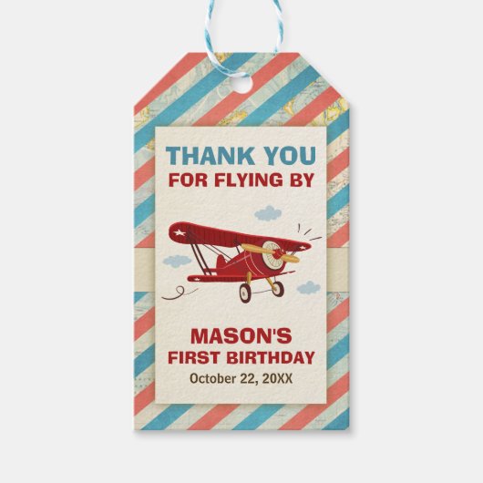 Vliegtuigdank voor labels avontuurreizen cadeaulabel (Voorkant)