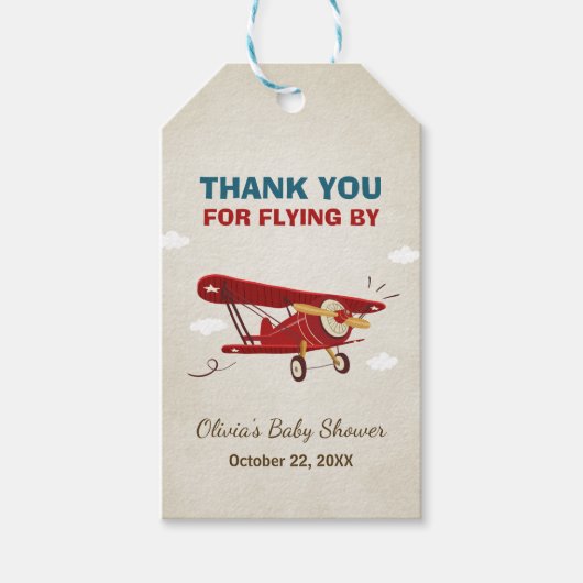 Vliegtuigdank voor labels avontuurreizen cadeaulabel (Voorkant)