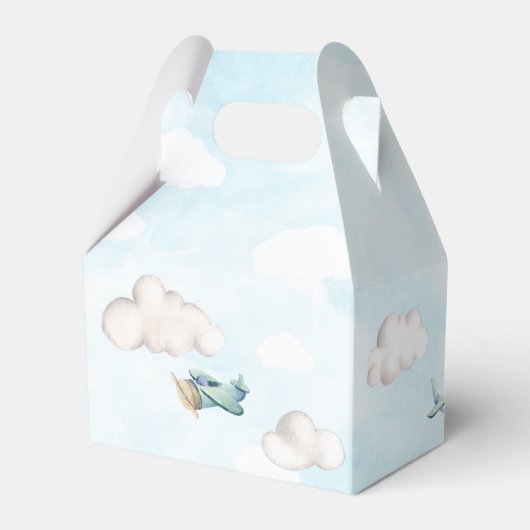 Vliegtuigen Blue Sky White Wolken Doop Verjaardag Bedankdoosjes (Achterkant)
