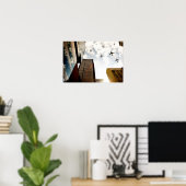 Vliegtuigen boven gebouwen poster (Thuiskantoor)