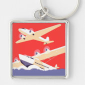 Vliegtuigen die propeller vliegen sleutelhanger (Voorkant)