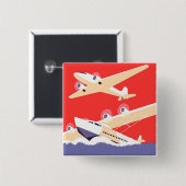 Vliegtuigen die  propeller vliegen vierkante button 5,1 cm (Voorkant /achterkant)