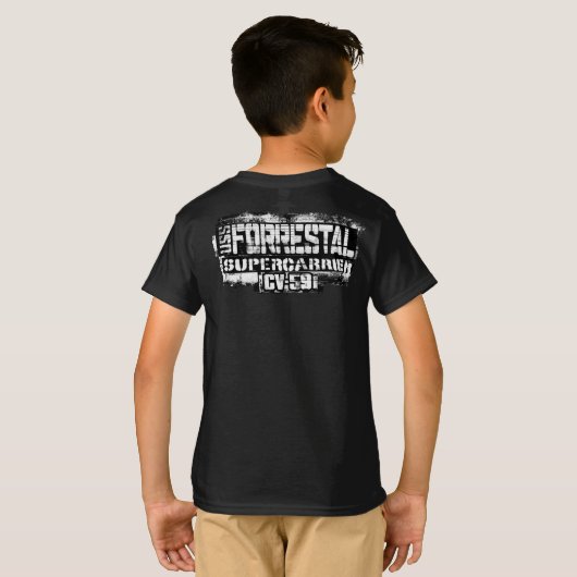 Vliegtuigen drager Forrestal T-Shirt (Achterkant volledig)
