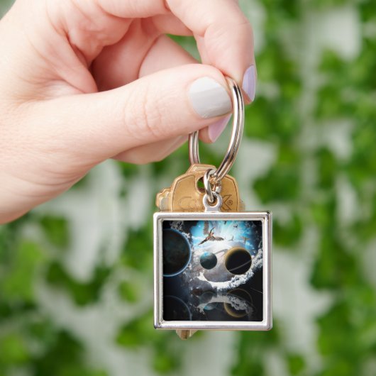 Vliegtuigen en aarde sleutelhanger (Hand)