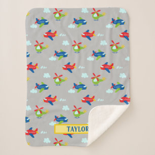 Vliegtuigen, helikopters en wolkenkrabbers Lt Grey Sherpa Deken