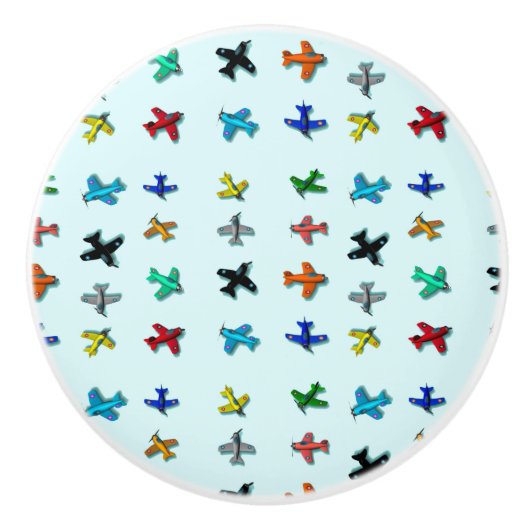 Vliegtuigen Lichtblauwe keramische pull Knop (Voorkant)