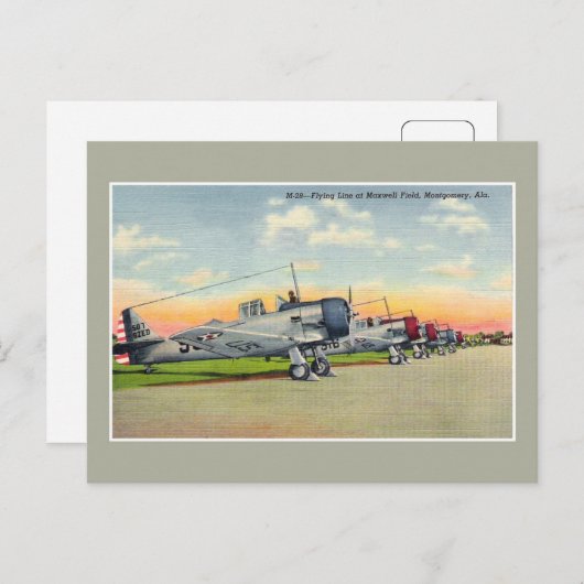 vliegtuigen Maxwell Field Montgomery AL Briefkaart (Voorkant / Achterkant)