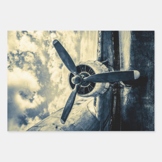 Vliegtuigen met  zuigermotor en schroefzuigers inpakpapier vel (Voorkant 2)