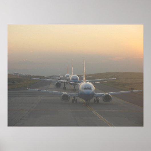 Vliegtuigen op een baan poster (Voorkant)
