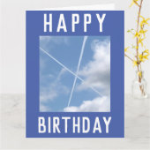 Vliegtuigen trails vormen een Saltire in Sky Kaart (Gele Bloem)