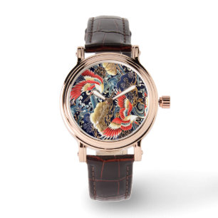 VLIEGTUIGEN, WAVES, SPRINGSTROMEN Japanse Floral Horloge