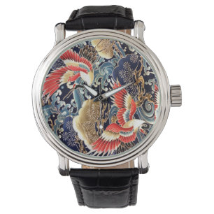 VLIEGTUIGEN, WAVES, SPRINGSTROMEN Japanse Floral Horloge