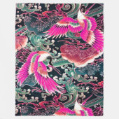 VLIEGTUIGEN, WAVES, STROOKERS Roze Japanse Floral Fleece Deken (Voorkant)