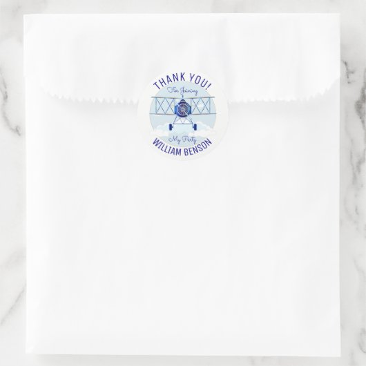 vliegtuigexploitant Birthday Party Ronde Sticker (Tas)