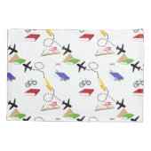 Vliegtuigfiets Boeken Rood Geel Blauw Reizen Kussensloop (Achterkant-Links)