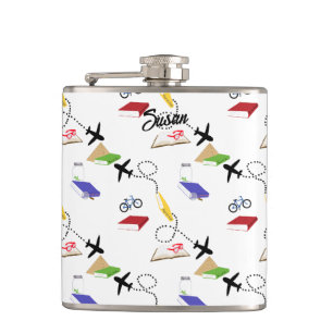 Vliegtuigfiets Rood Geel Blauw Wit Heupfles